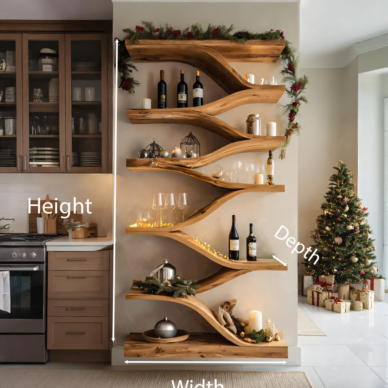 Christmas Handmade Sculptural Wall Shelf For Dining Room