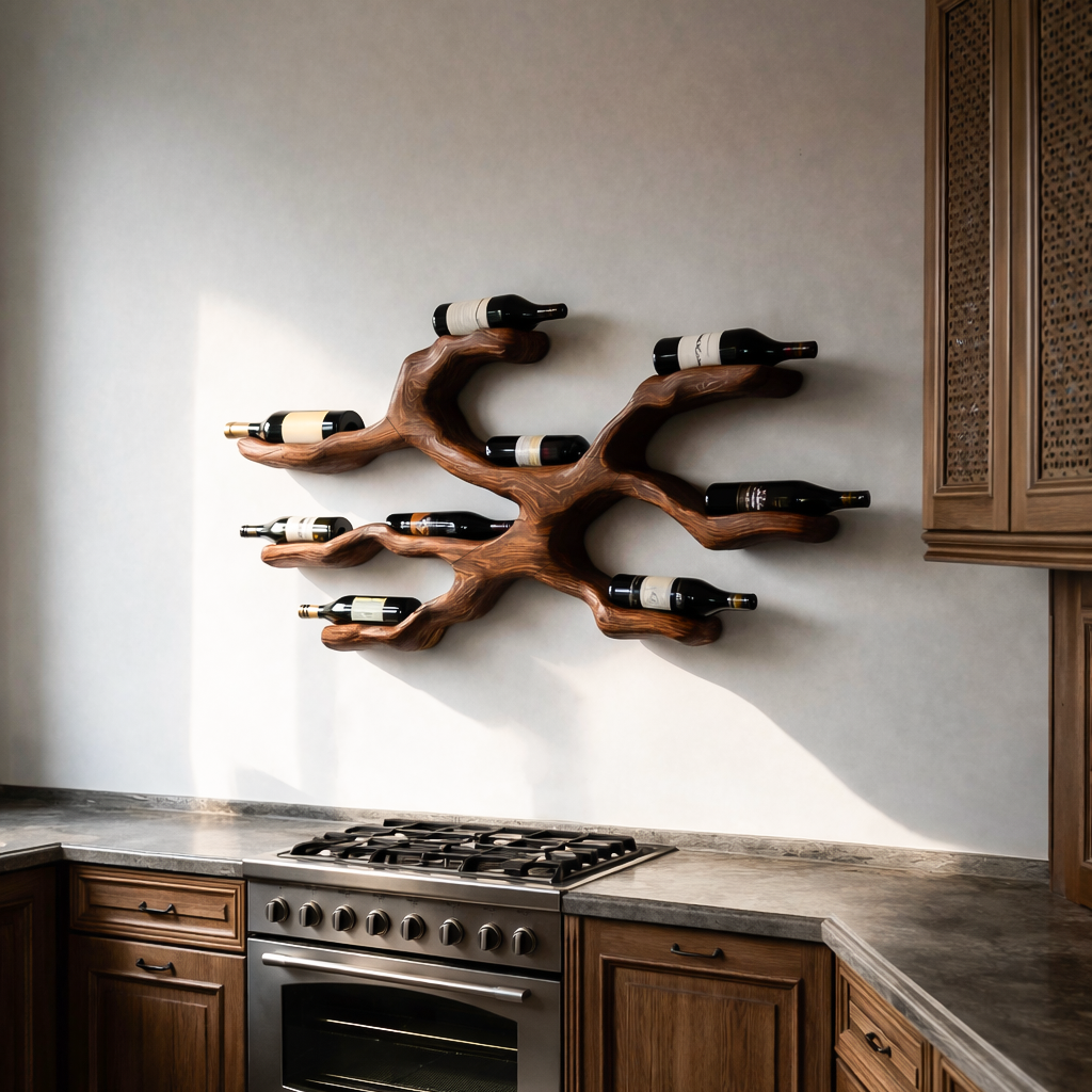 Modern Wine Rack Wall Display For Kitchen And Dining Area