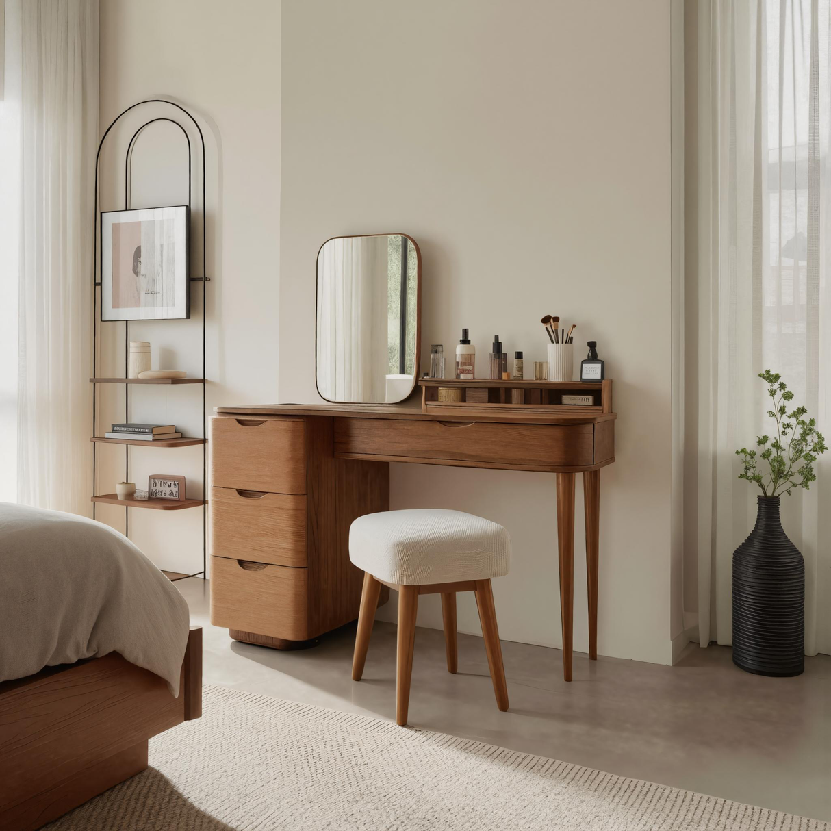 Elegant Vanity Table With Storage Drawers For Bedroom
