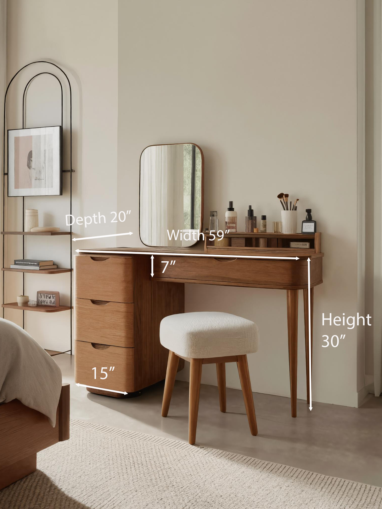 Elegant Vanity Table With Storage Drawers For Bedroom