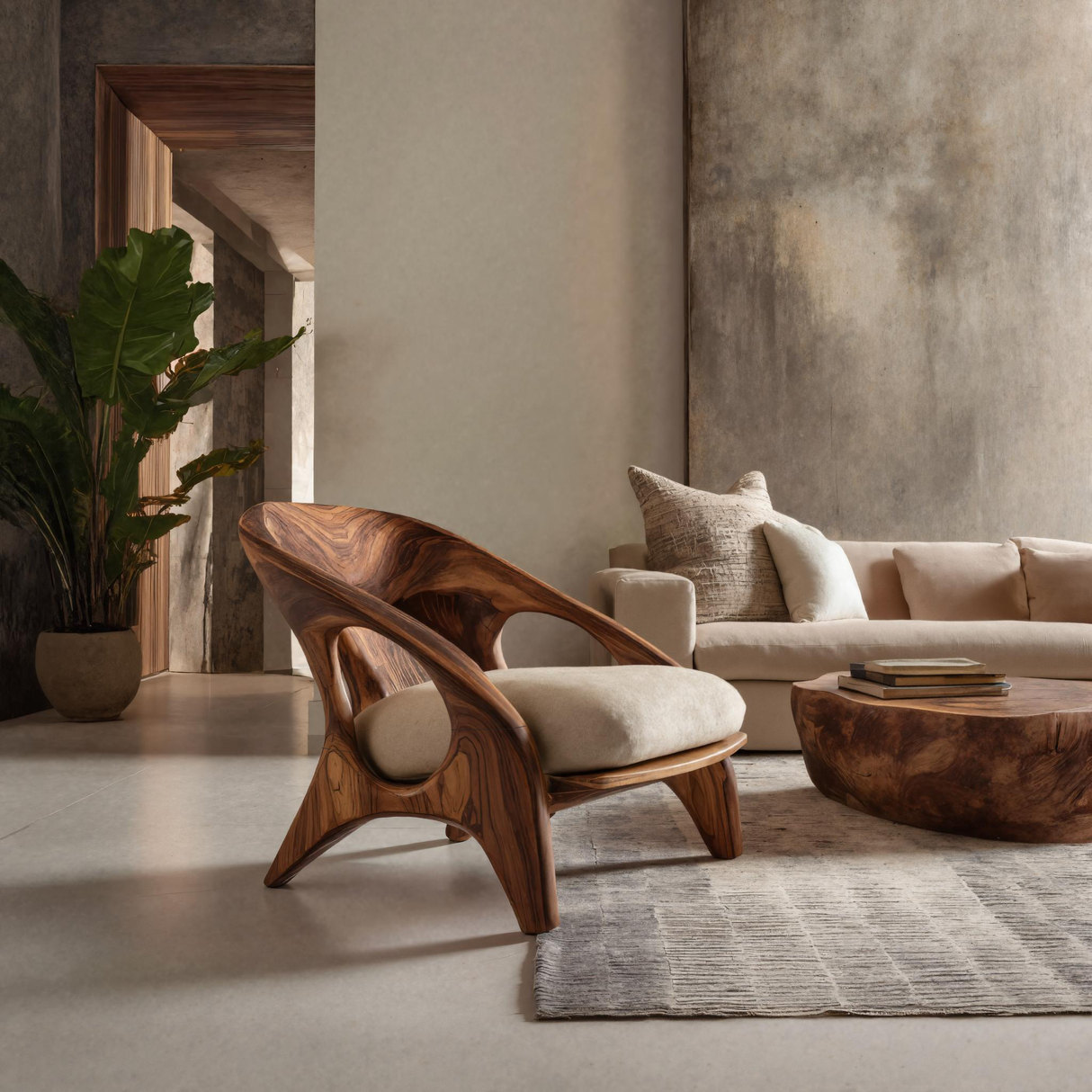 Modern Sculptural Accent Chair For Living Room