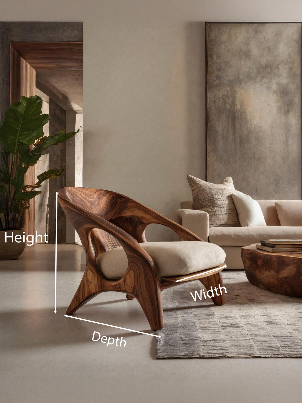 Modern Sculptural Accent Chair For Living Room