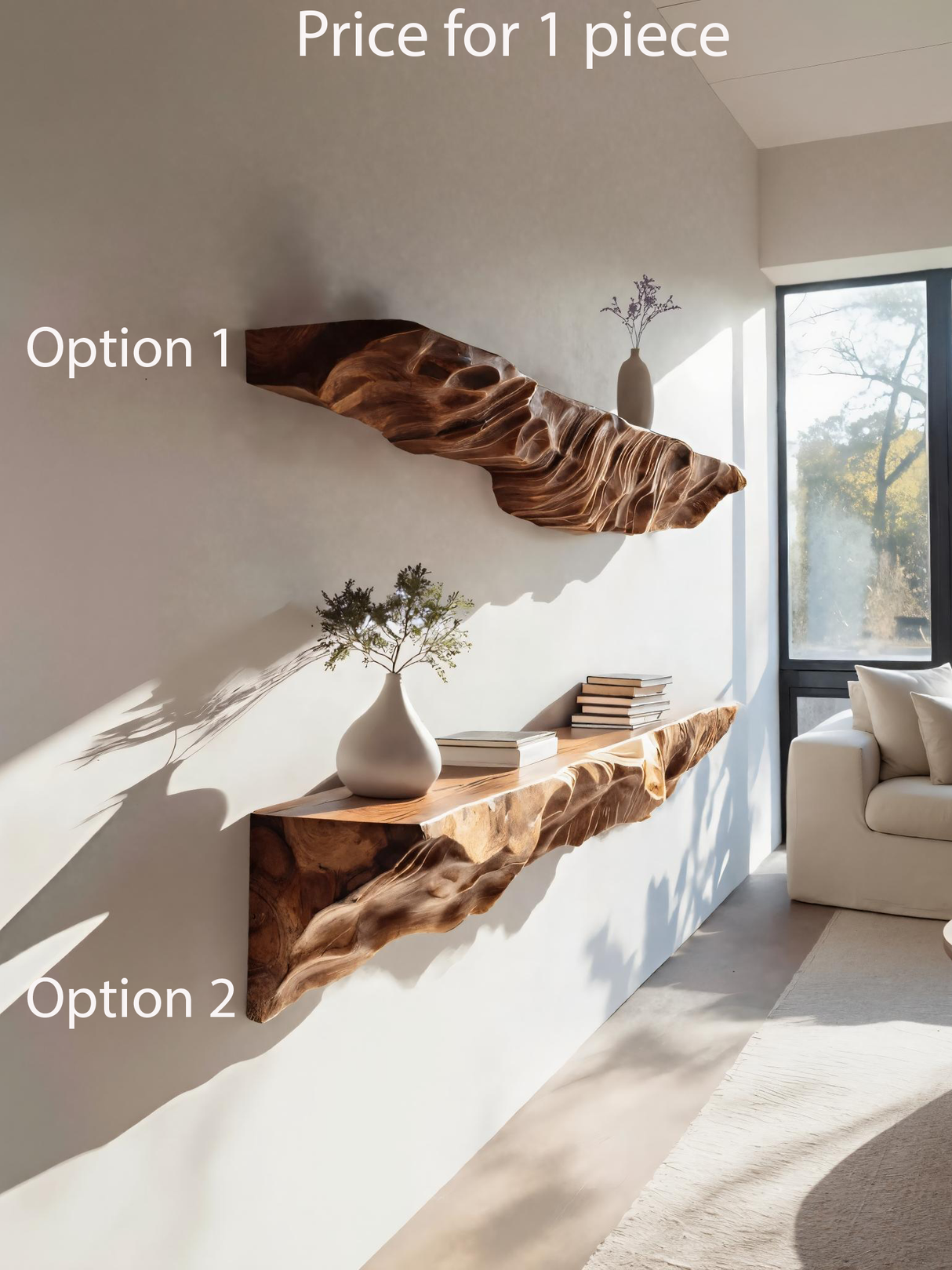 Artistic Sculptural Floating Shelf For Living Room