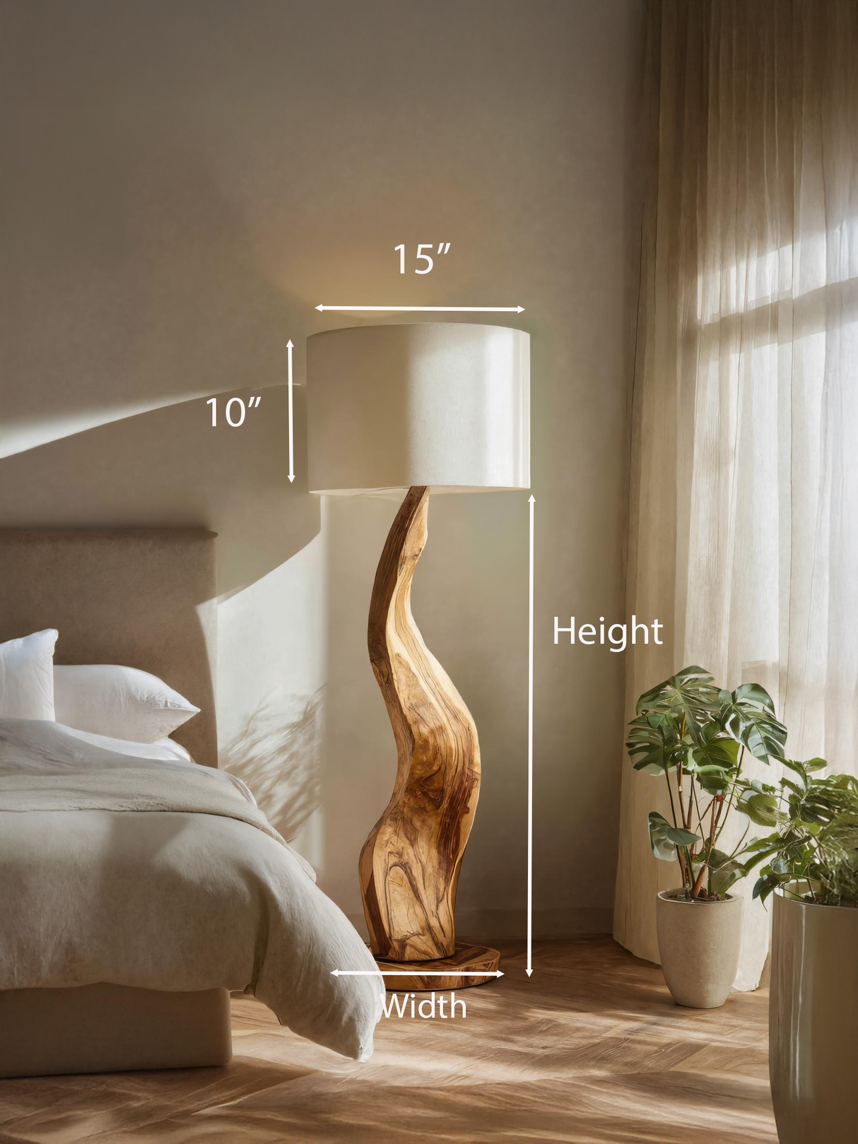 Modern Sculptural Floor Lamp With Curved Base For Bedroom