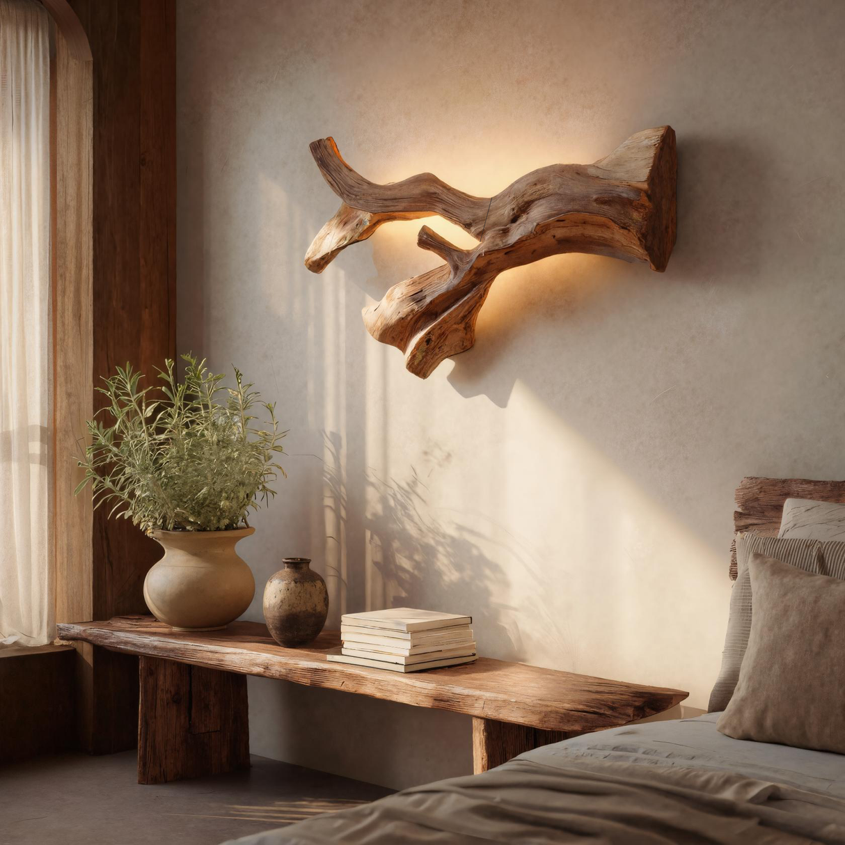 Rustic Natural Wall Lamp For Hallway