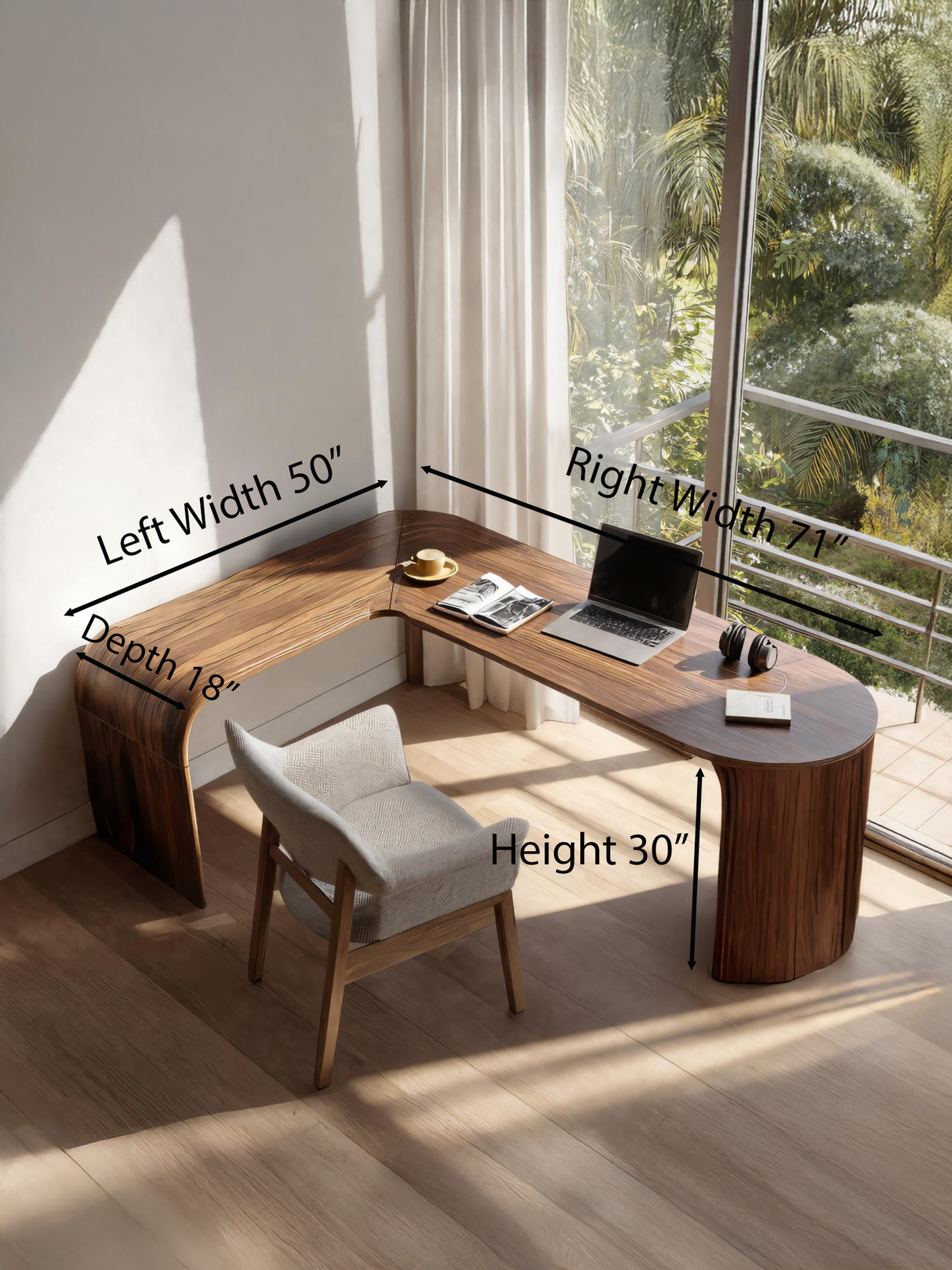 Contemporary L Shaped Desk With Curved Edges For Home Office