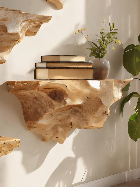 Modern Live Edge Floating Shelf For Living Room