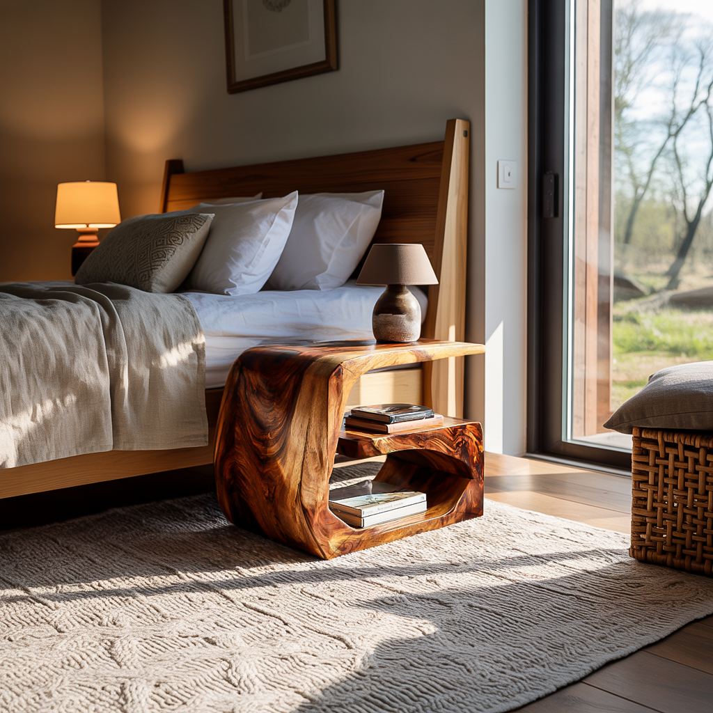 Handcrafted Wood Side Table For Home Accent Furniture