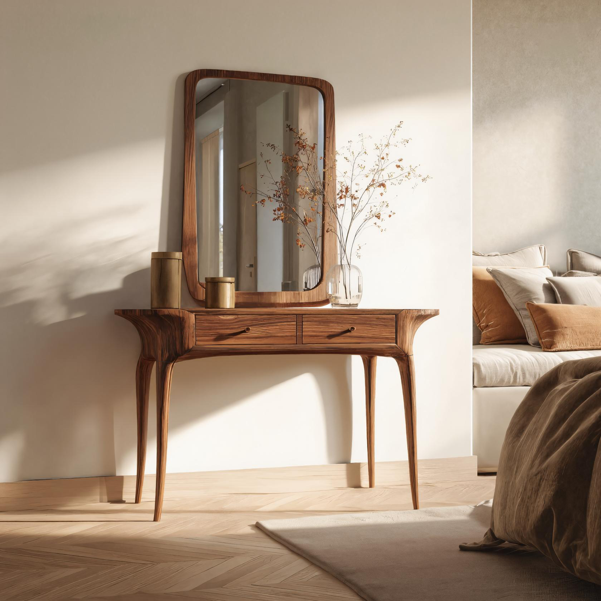 Elegant Handmade Vanity Table With Drawers For Bedroom