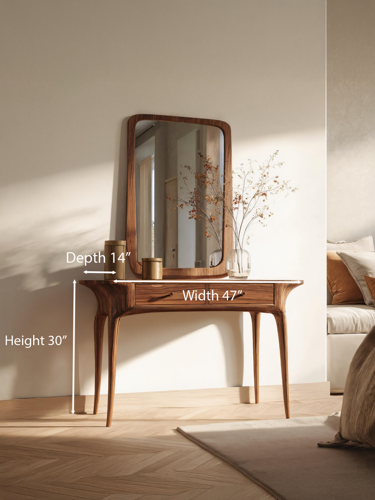 Elegant Handmade Vanity Table With Drawers For Bedroom