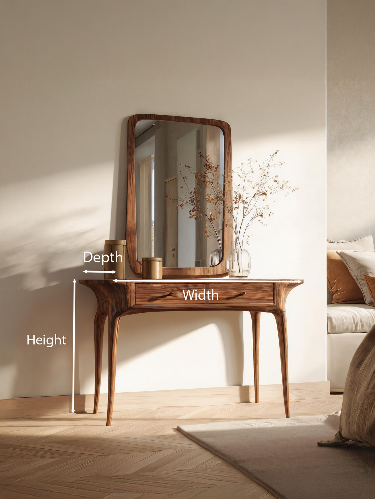 Elegant Handmade Vanity Table With Drawers For Bedroom