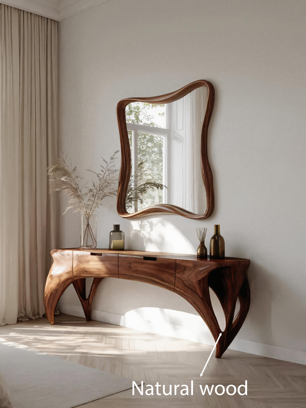 Artistic Sculptural Vanity Table With Drawers For Bedroom