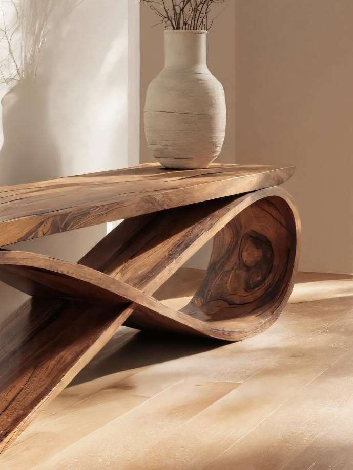 Infinity Loop Sculptural Bench For Entryway Or Living Room