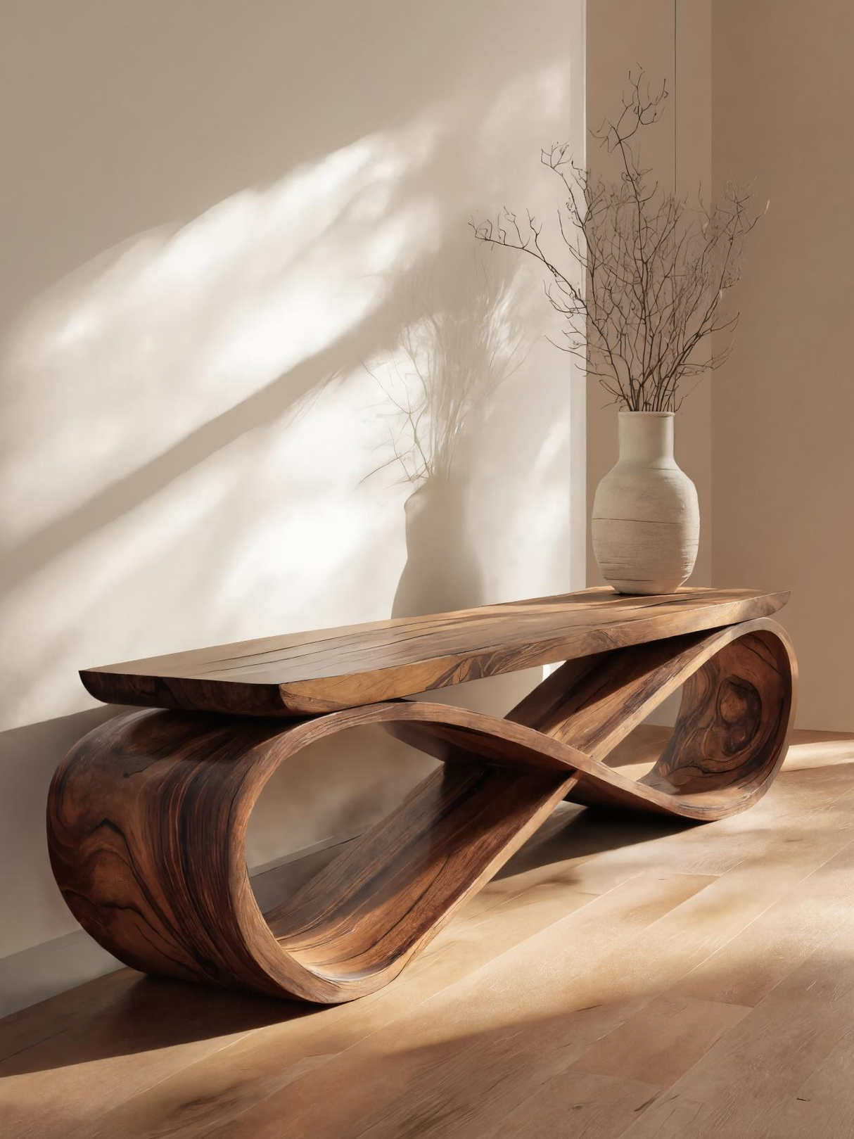 Infinity Loop Sculptural Bench For Entryway Or Living Room
