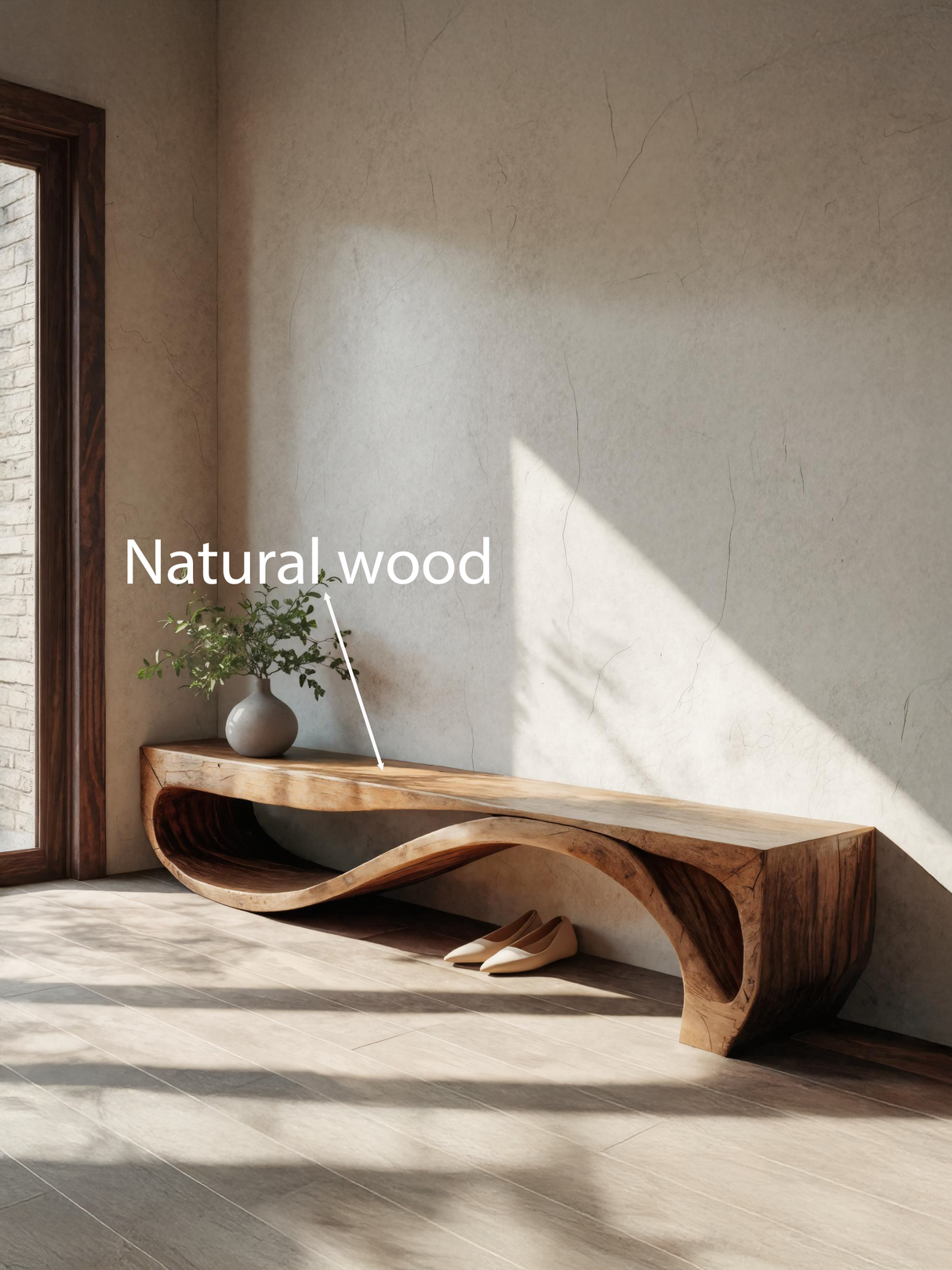 Sculptural Bench With Wave Design For Entryway