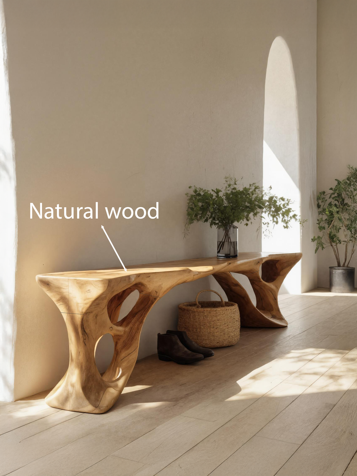 Sculptural Bench With Carved Design For Entryway