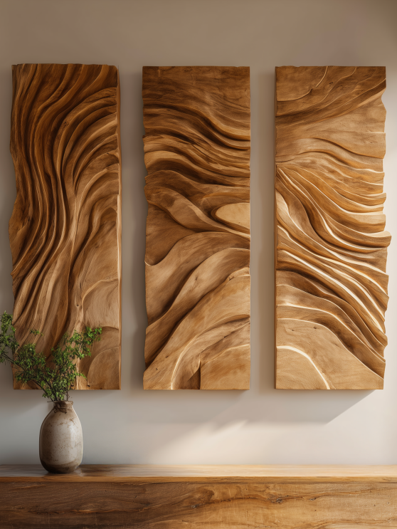 Artistic Wall Art Set With Wave Design For Living Room