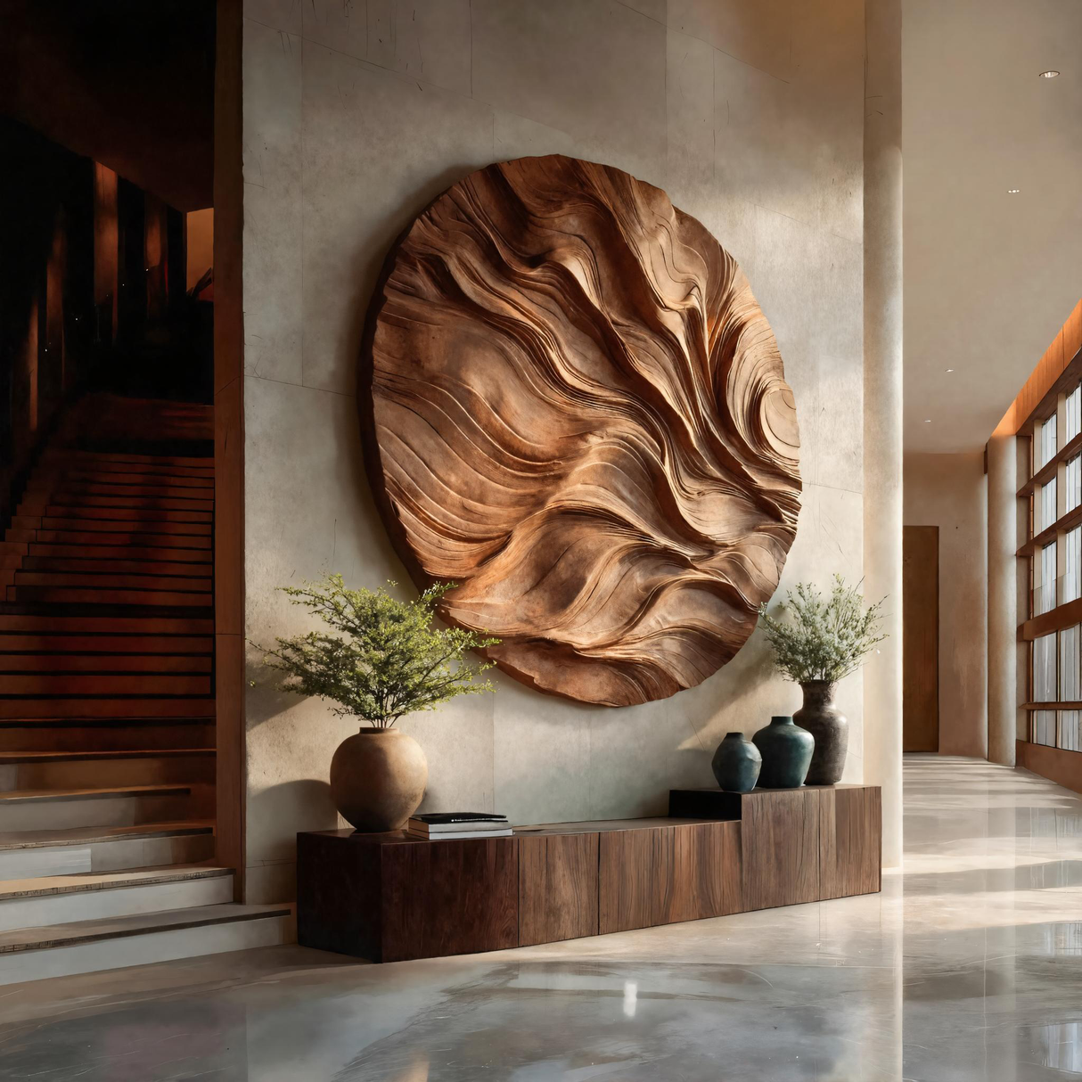 Round Carved Wall Sculpture For Living Room
