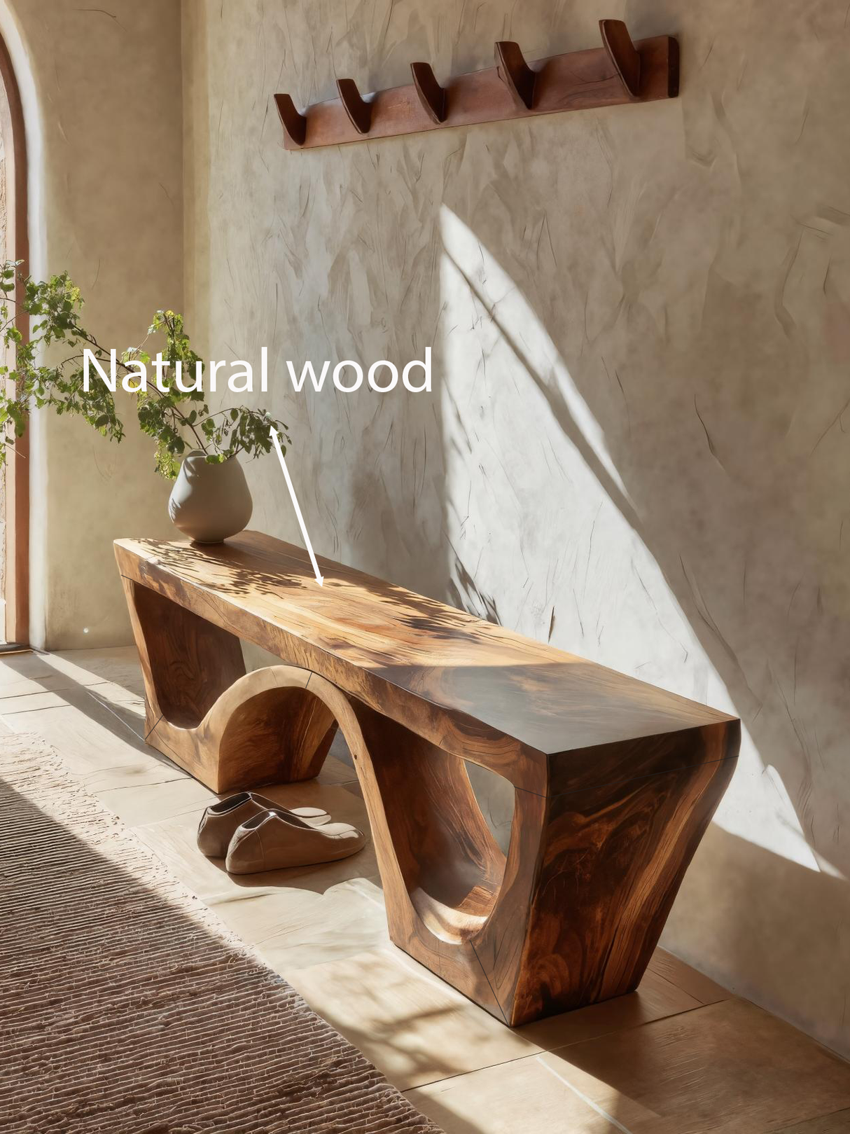 Modern Sculptural Bench With Organic Curves For Living Room