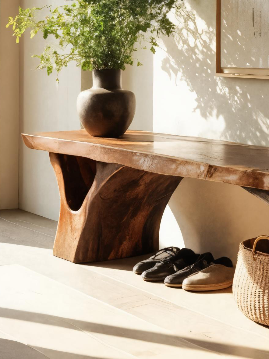 Organic Sculptural Bench For Entryway