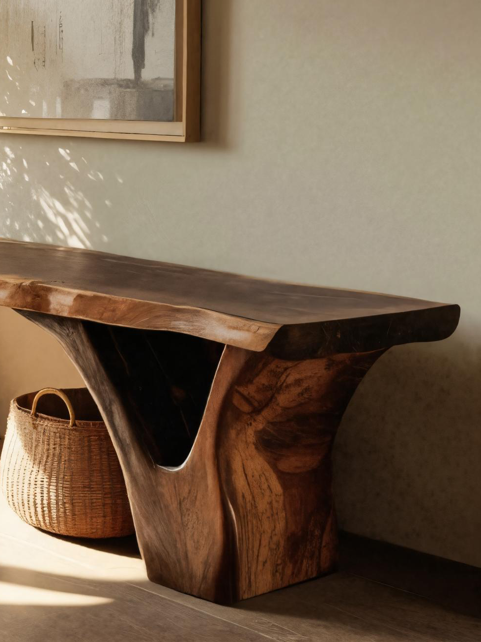 Organic Sculptural Bench For Entryway