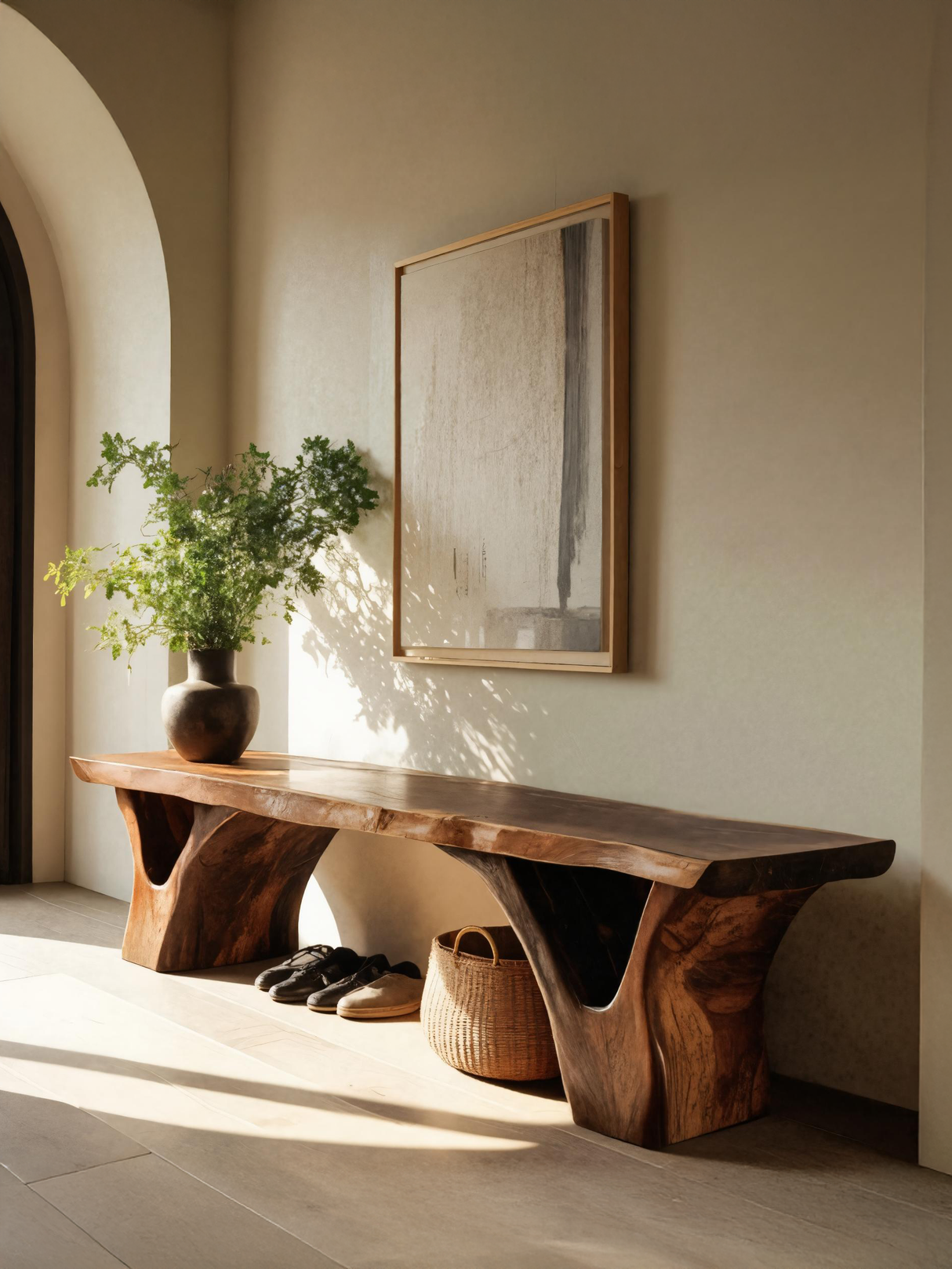 Organic Sculptural Bench For Entryway