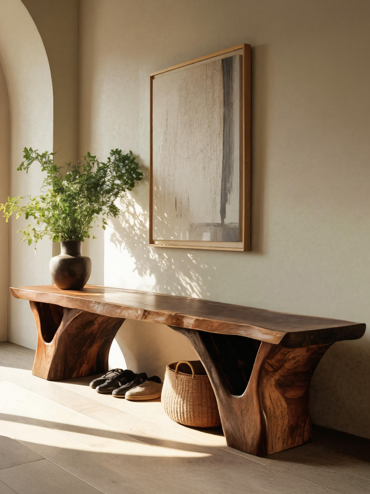 Organic Sculptural Bench For Entryway