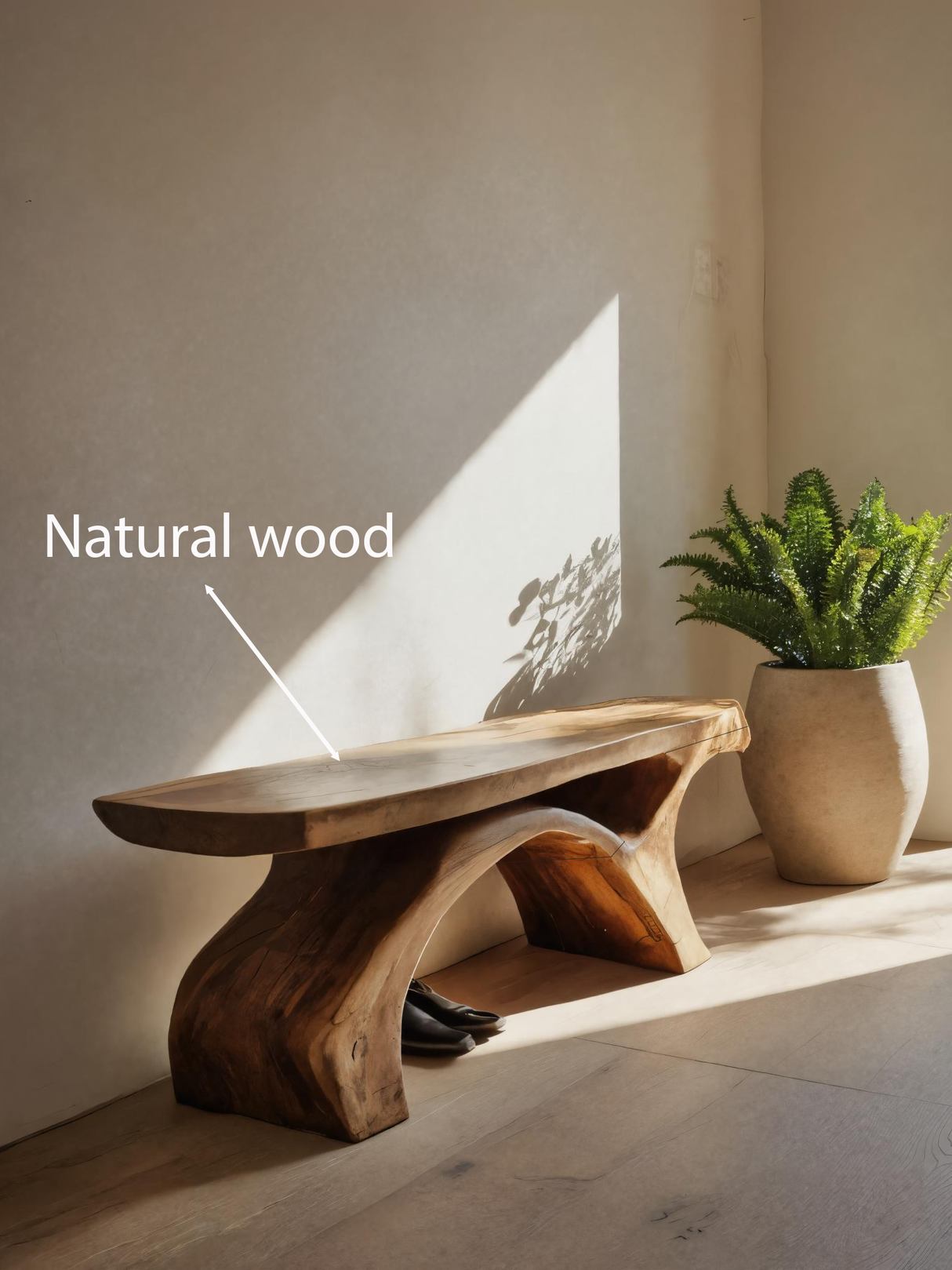 Rustic Bench With Curved Base For Living Room