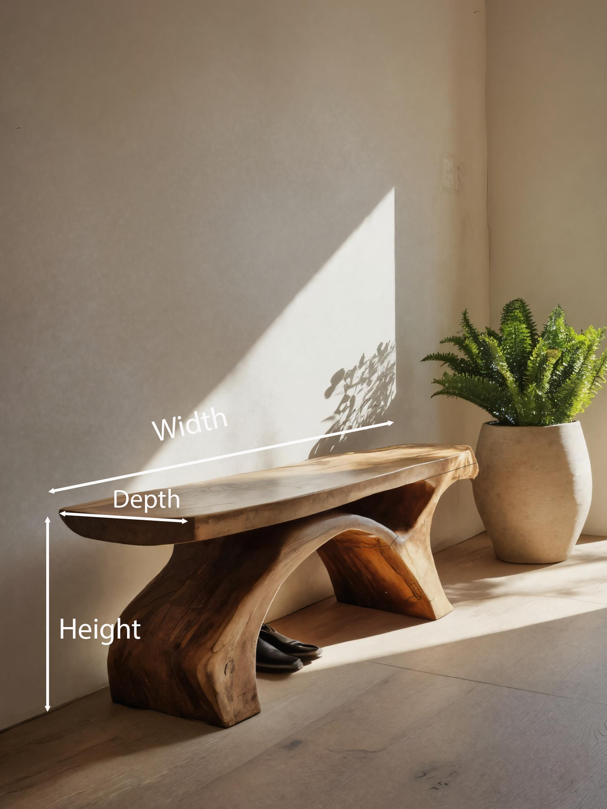 Rustic Bench With Curved Base For Living Room