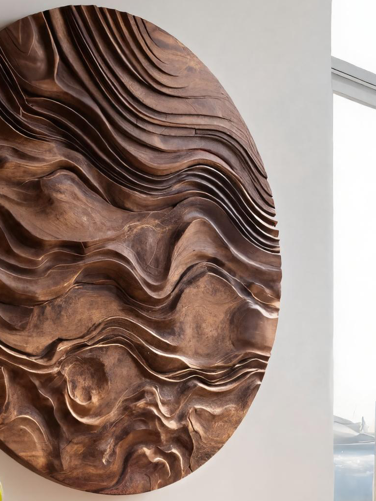 Round Wall Art With Wave Design For Living Room