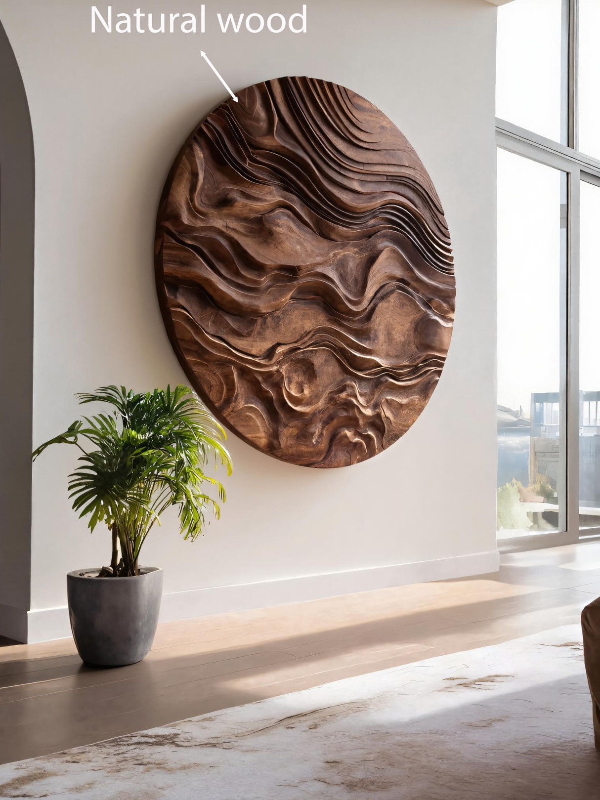 Round Wall Art With Wave Design For Living Room