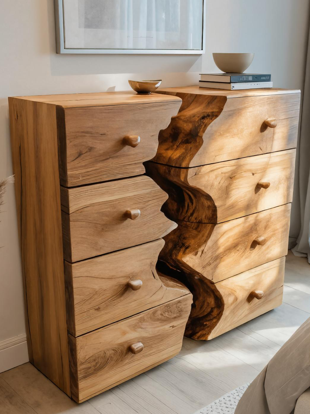 Modern Organic Dresser With River Design For Bedroom