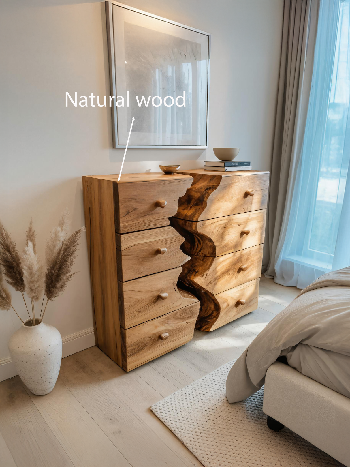 Modern Organic Dresser With River Design For Bedroom