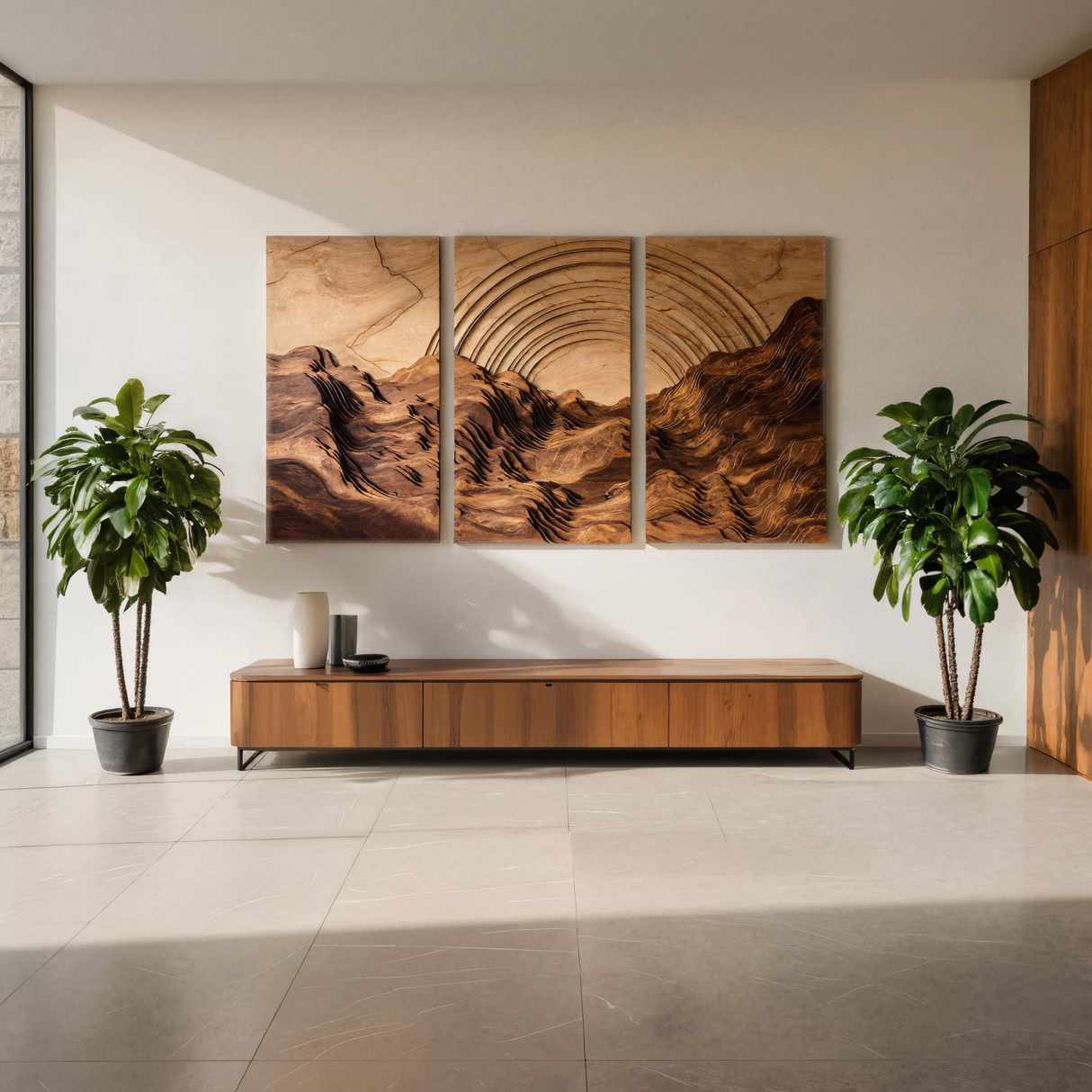 Set Sculptural Wall Art With Layered Landscape For Living Room