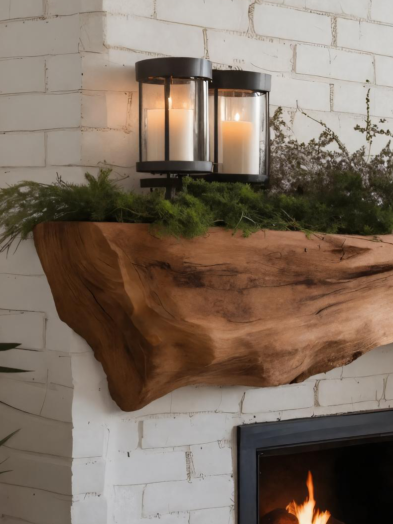 Rustic Fireplace Mantel Beam For Holiday Decoration