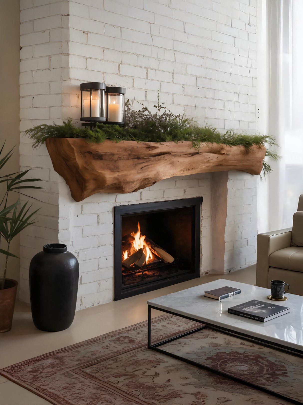 Rustic Fireplace Mantel Beam For Holiday Decoration