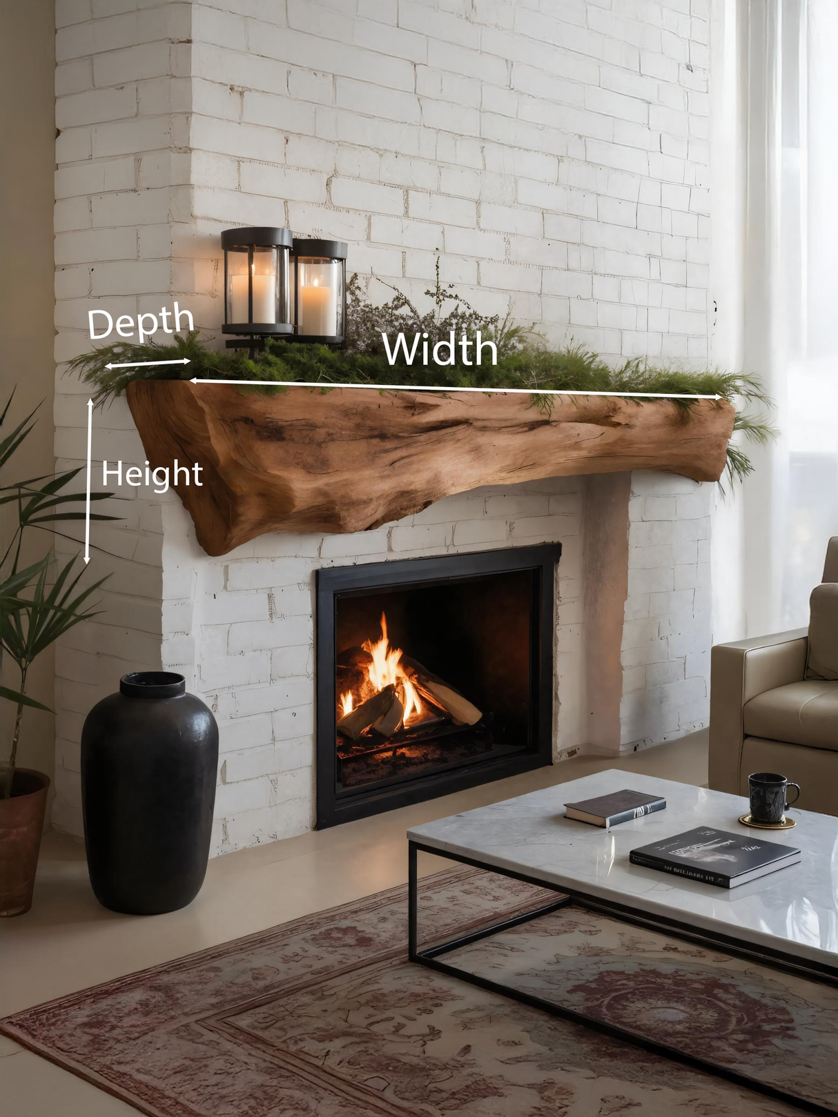 Rustic Fireplace Mantel Beam For Holiday Decoration