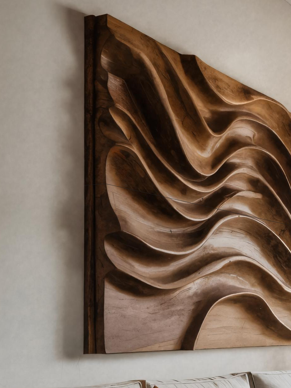 Modern Wall Art With Wave Design For Living Room