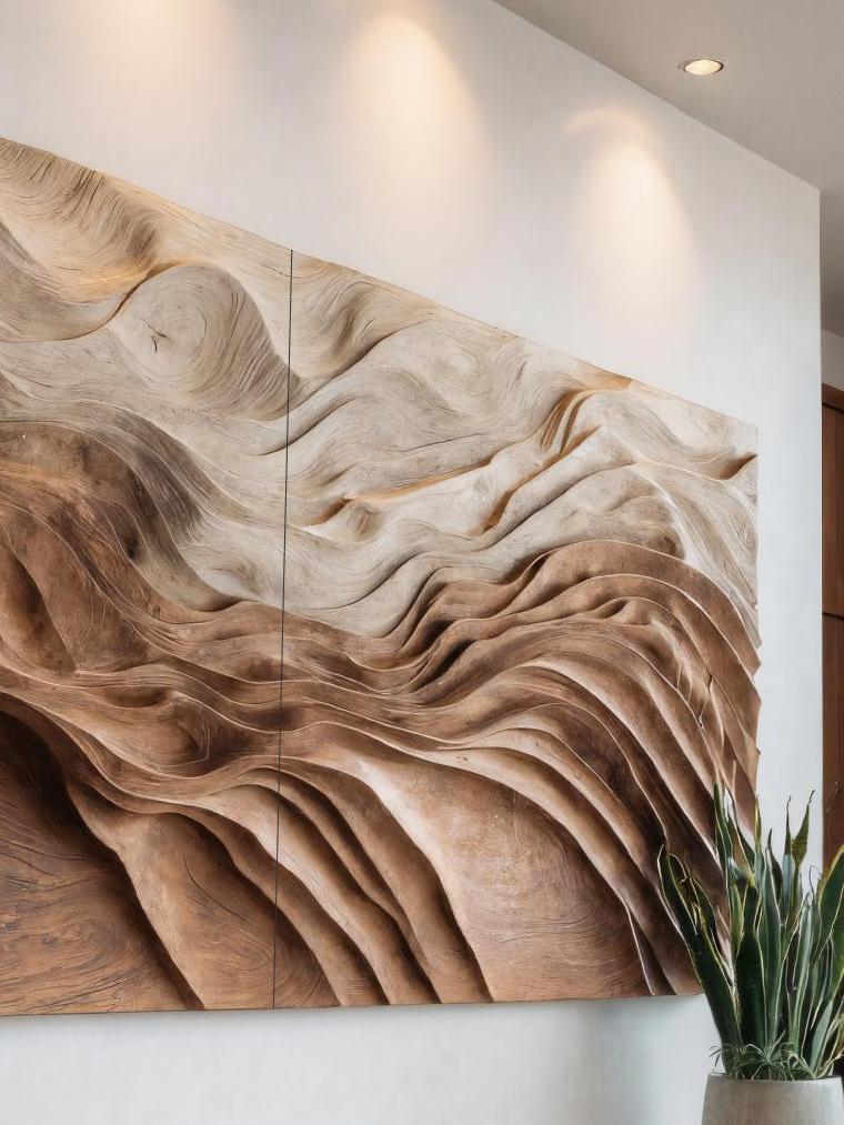 Sculptural Wall Art With Flowing Design For Living Room