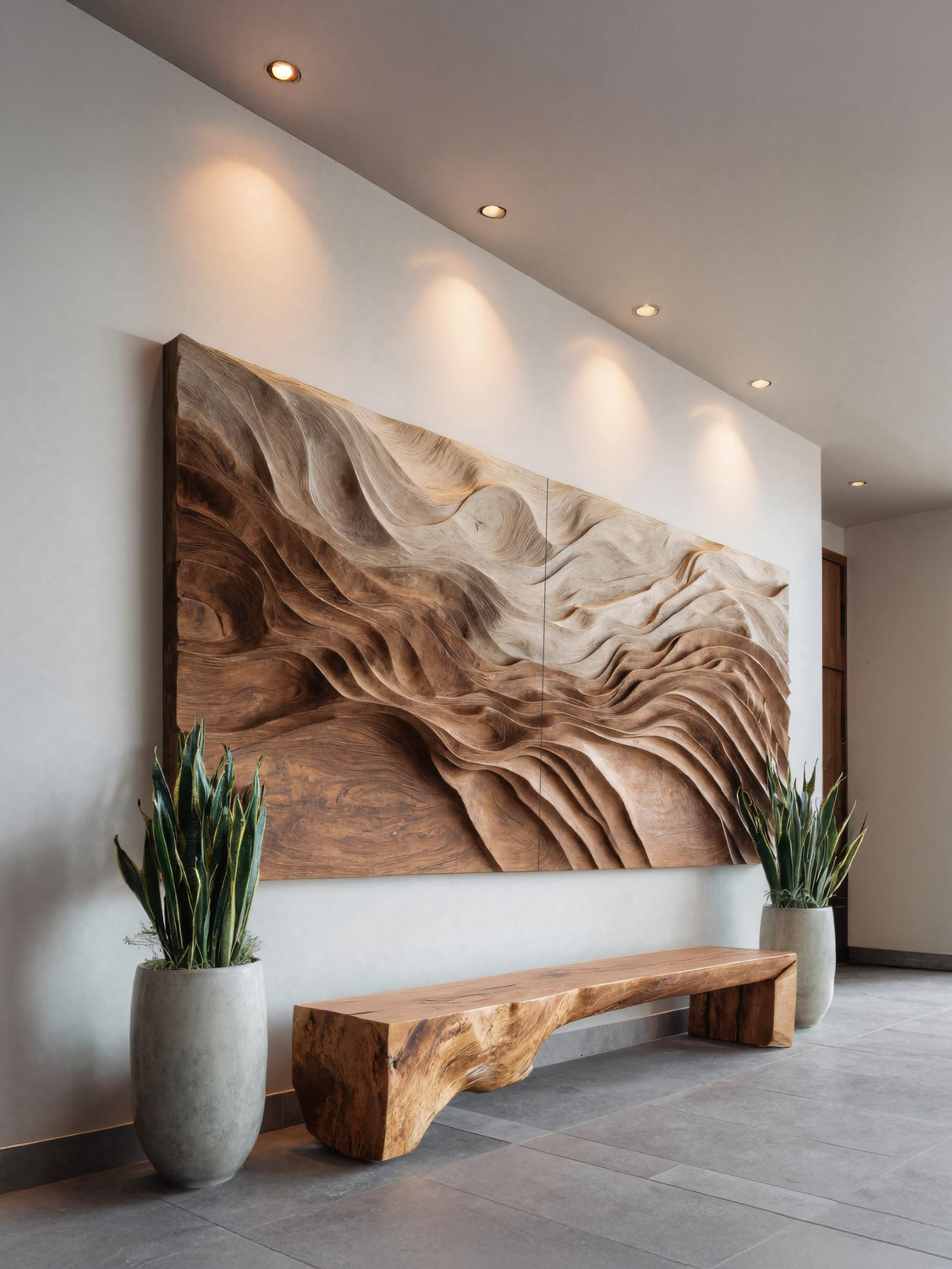 Sculptural Wall Art With Flowing Design For Living Room