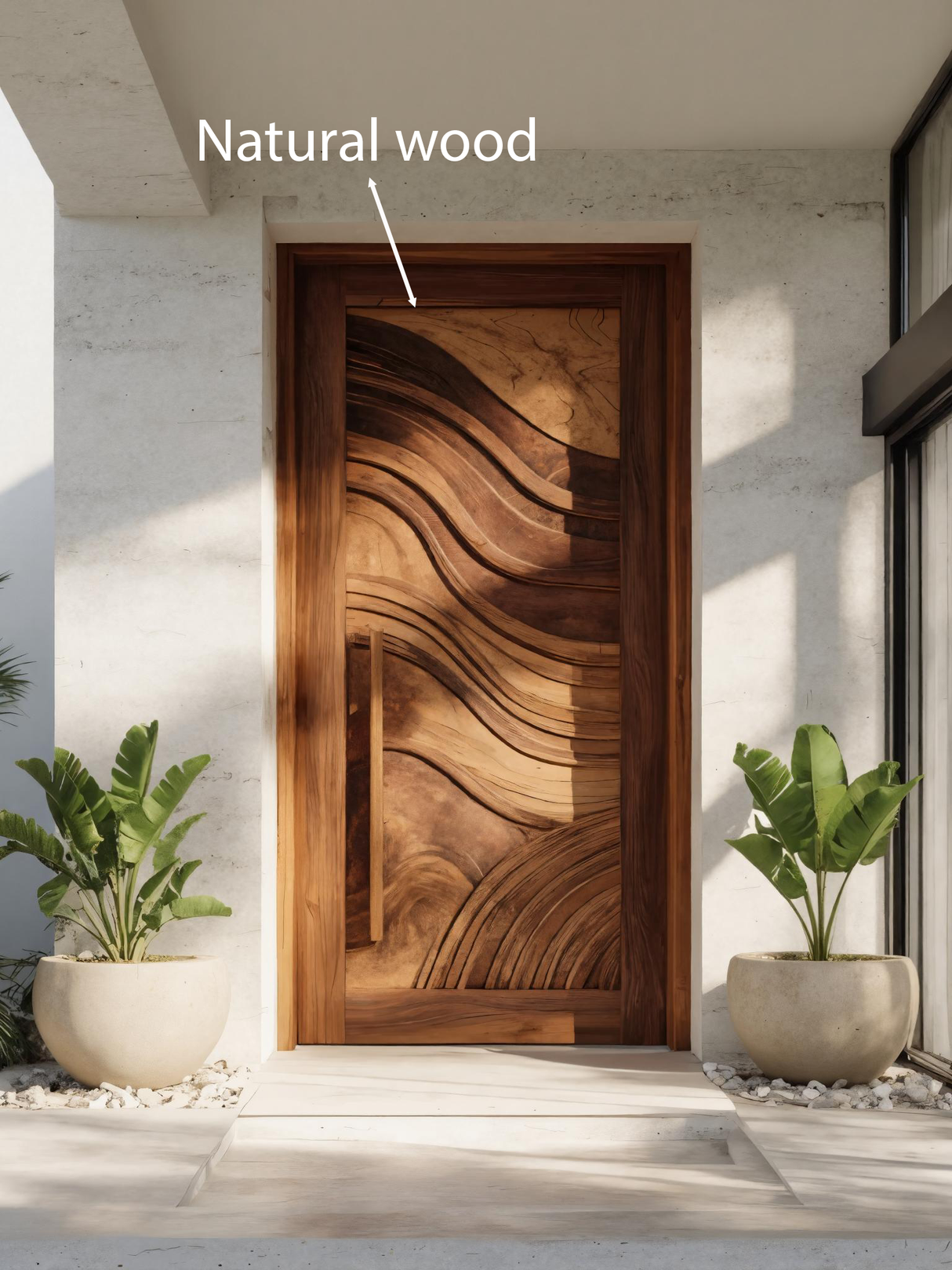 Artistic Front Door With Flowing Wave Design For Entryway