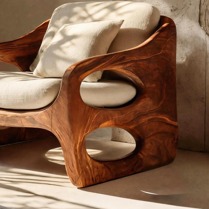 Contemporary Accent Chair With Rounded Frame For Living Room