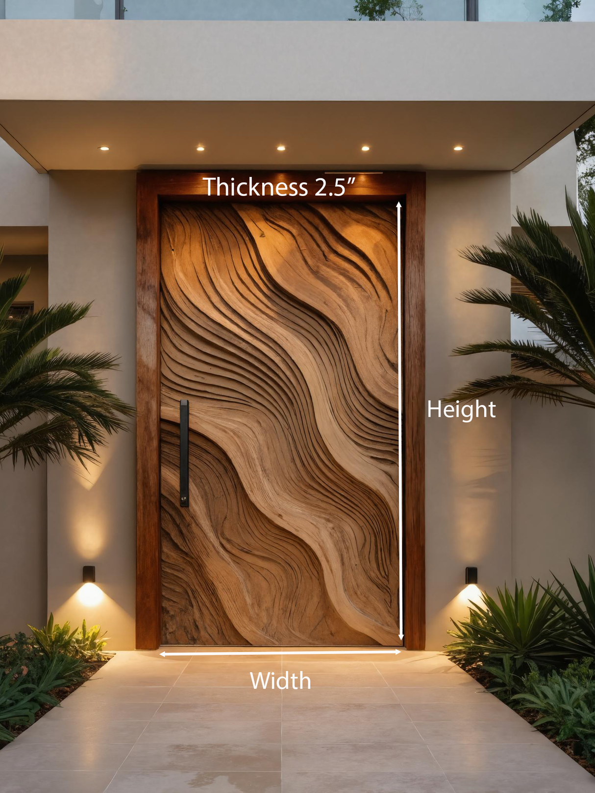 Sculptural Front Door With Wave Design For Entryway