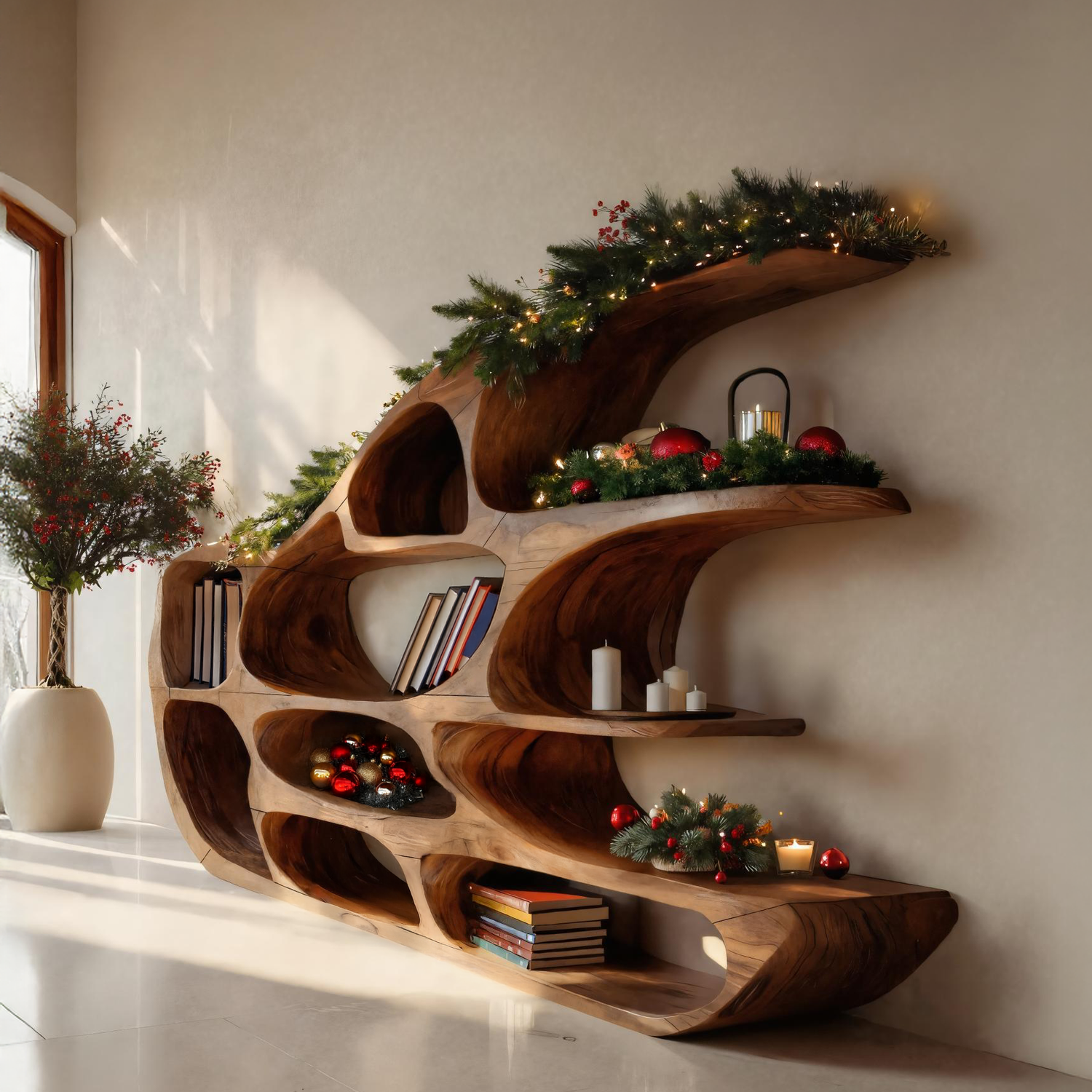 Modern Sculptural Shelf For Holiday Decoration
