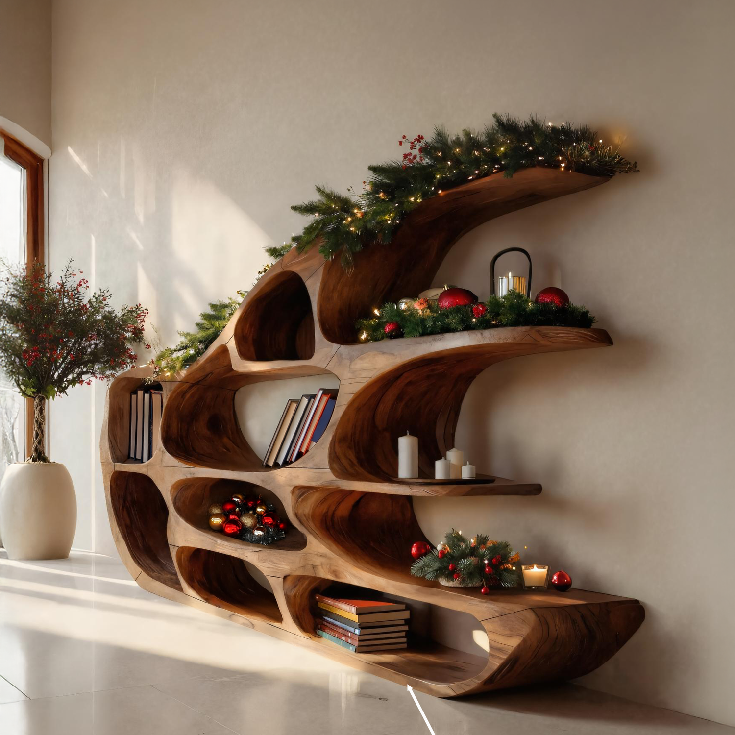 Modern Sculptural Shelf For Holiday Decoration