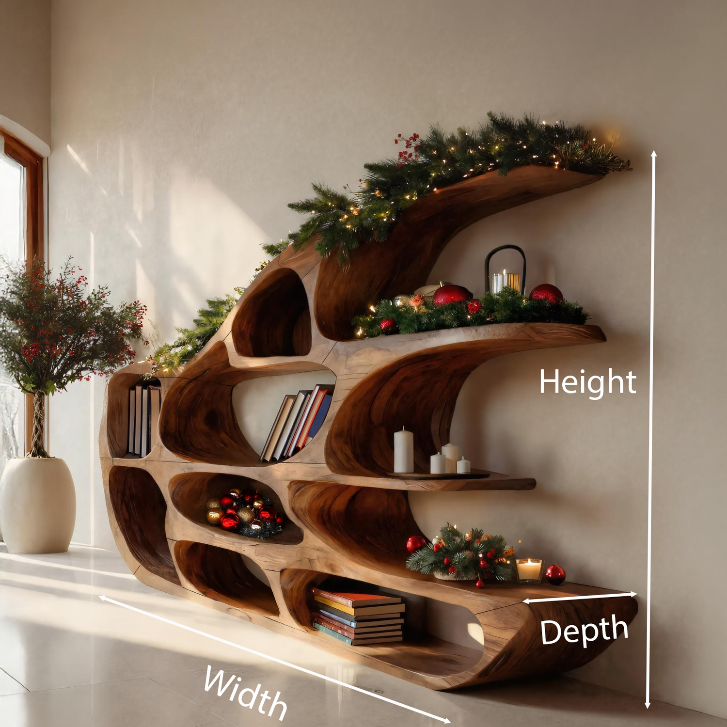 Modern Sculptural Shelf For Holiday Decoration