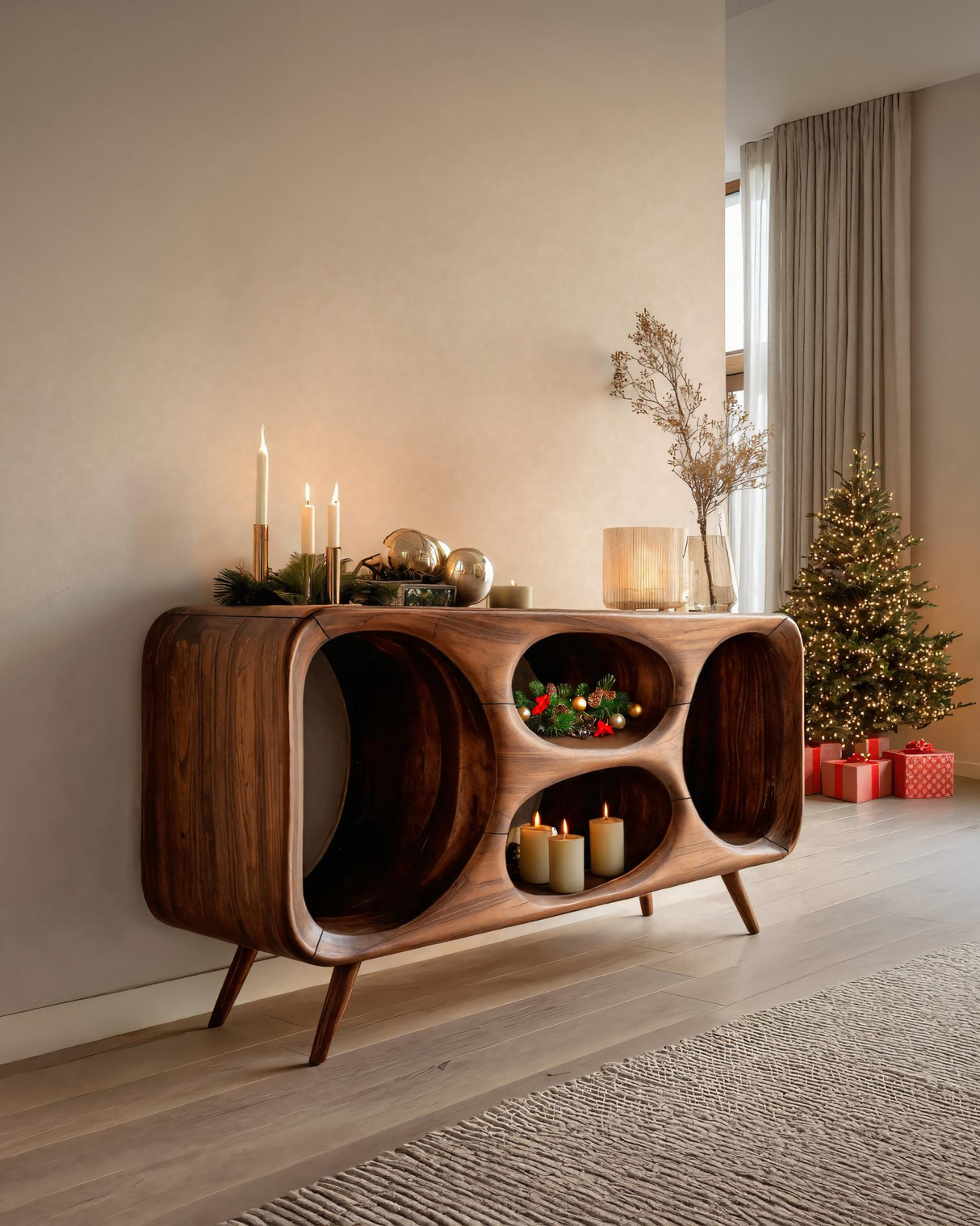 Modern Oval Sideboard For Holiday Decoration