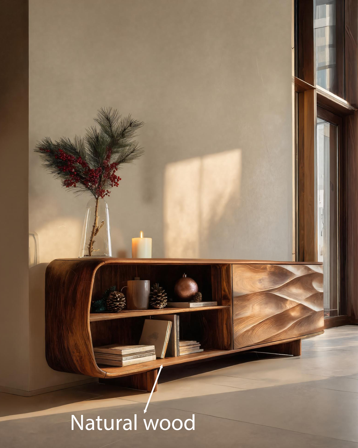 Modern Carved Wave Cabinet For Holiday Decoration