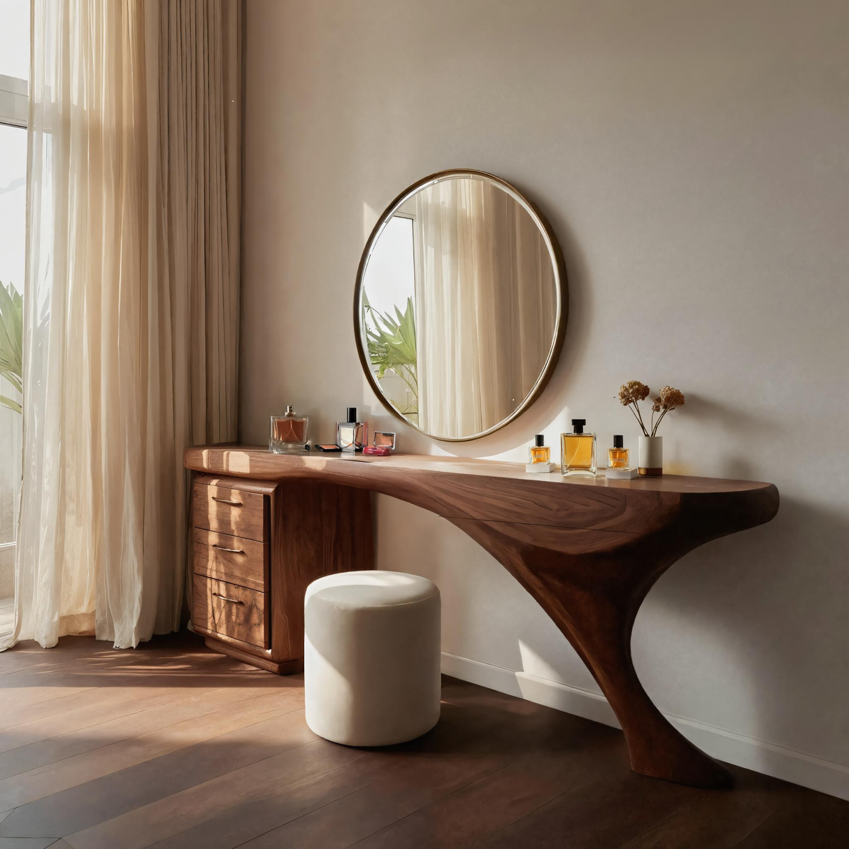 Modern Sculptural Vanity Table For Dressing Area