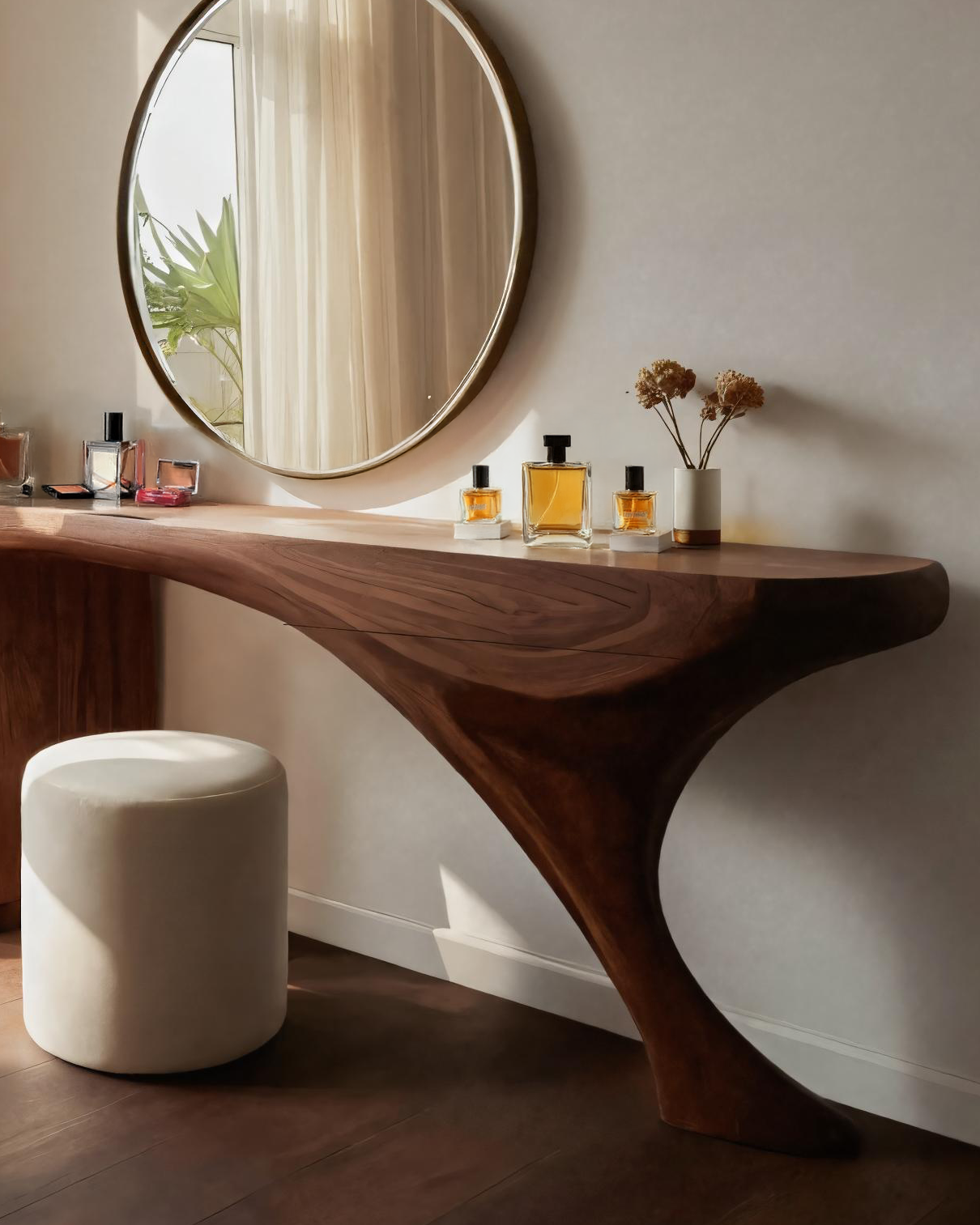 Modern Sculptural Vanity Table For Dressing Area